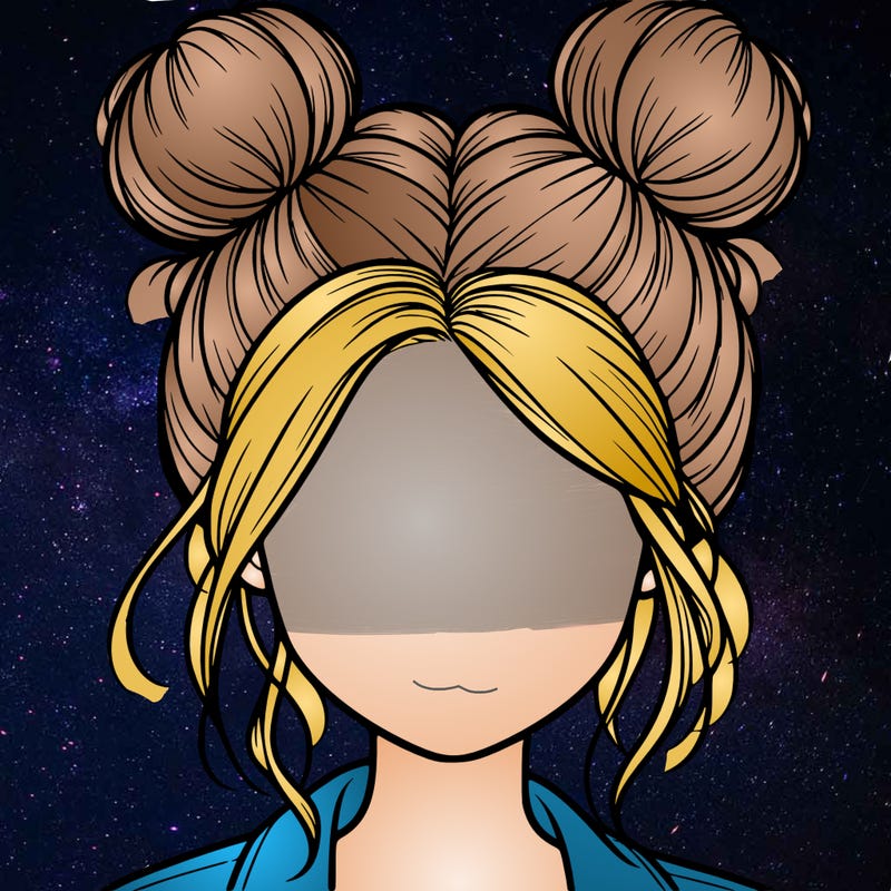 realistic girl with buns on the top of her hair