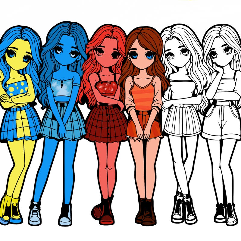 a group of girls realistic