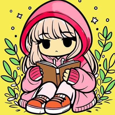 girl in oversized hoodie reading a book