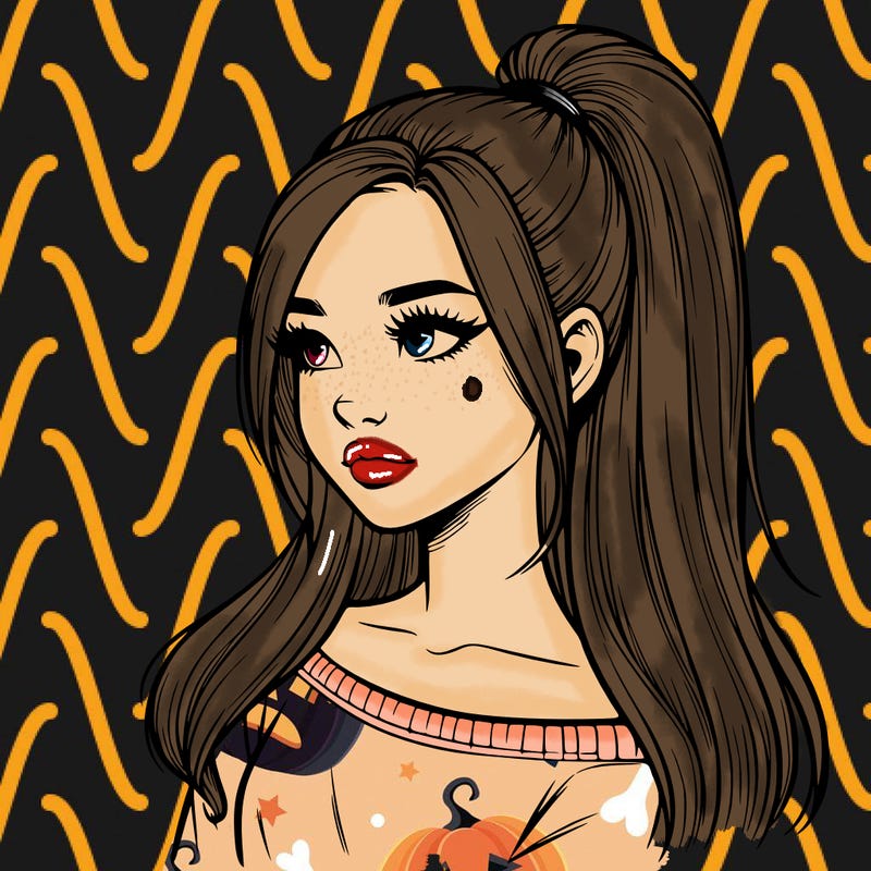 realistic girl with a high ponytail