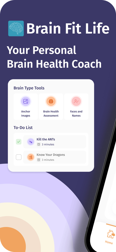Brain Fit Life: Mental Health - Brain Fit Life app interface showing brain type tools and mental health to-do list