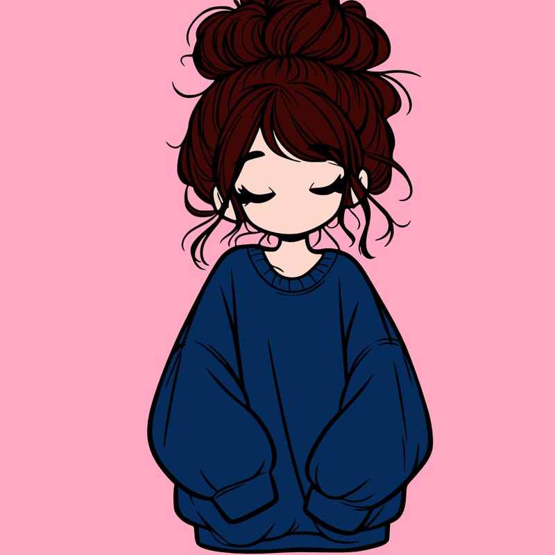 girl with baggy sweatshirt and messy bun