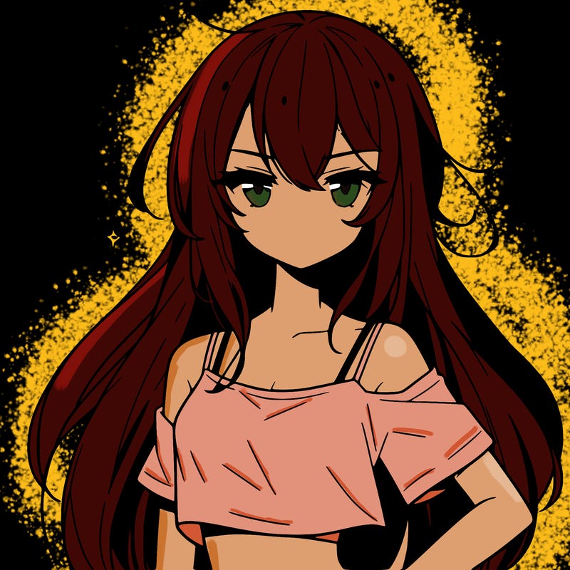 a cool anime girl with a crop top with long hair