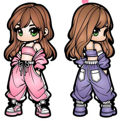 girl in crop top and baggy pants