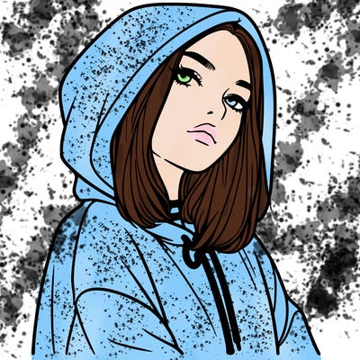 a realistic girl in a hoodie
