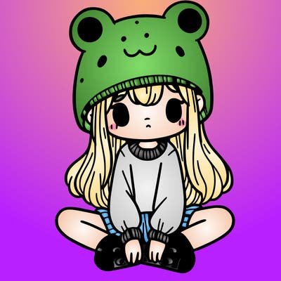 a girl wearing a frog hat and some frog socks