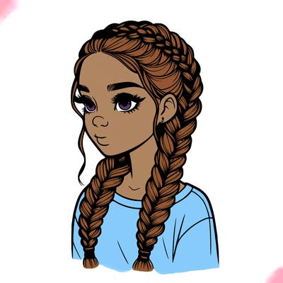 realistic girl with braids