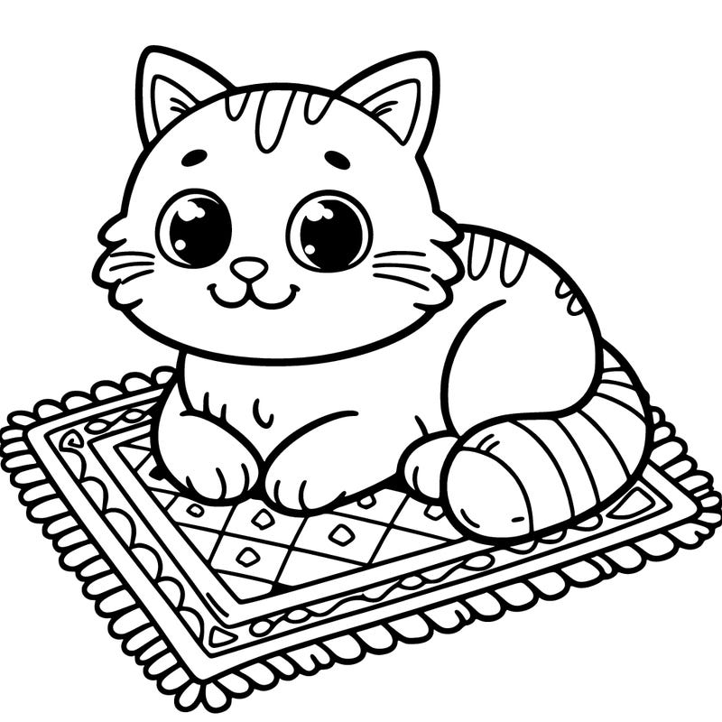 a cat on a rug