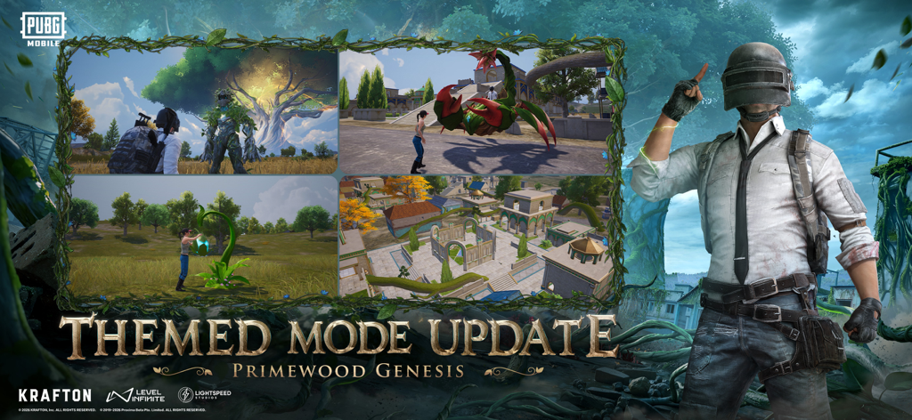 PUBG MOBILE - PUBG MOBILE Primewood Genesis thematischer Modus-Update, das Gameplay und Charaktere zeigt