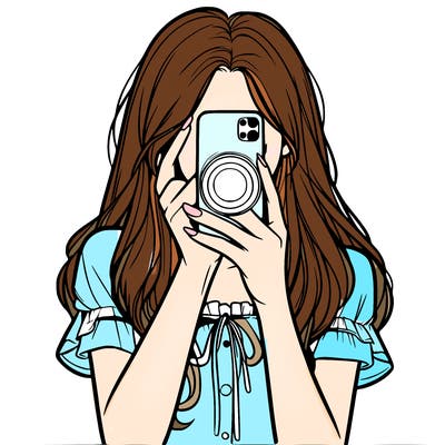 a realistic girl holding her phone taking pictures