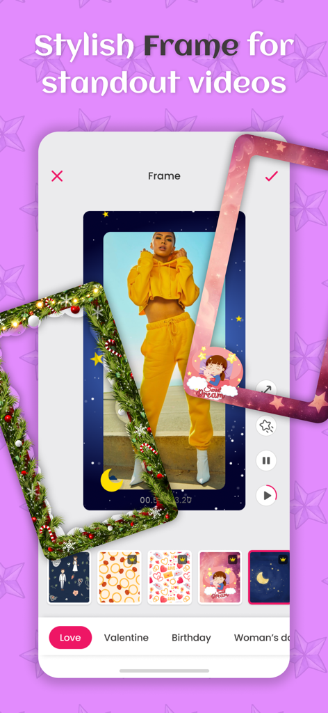 Clifie: Reels & Clip Maker App - Clifie app screen showing stylish frames and borders for social media reels