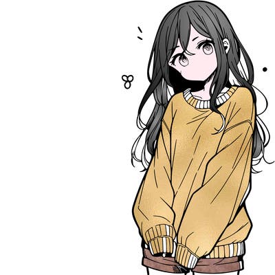 manga teen girl  in a sweater and baggy pants