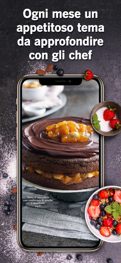 Sale&Pepe - Sale and Pepe app showing a chocolate cake with peach jam on a mobile screen