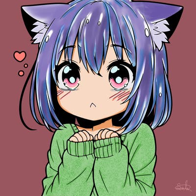 shy anime catgirl