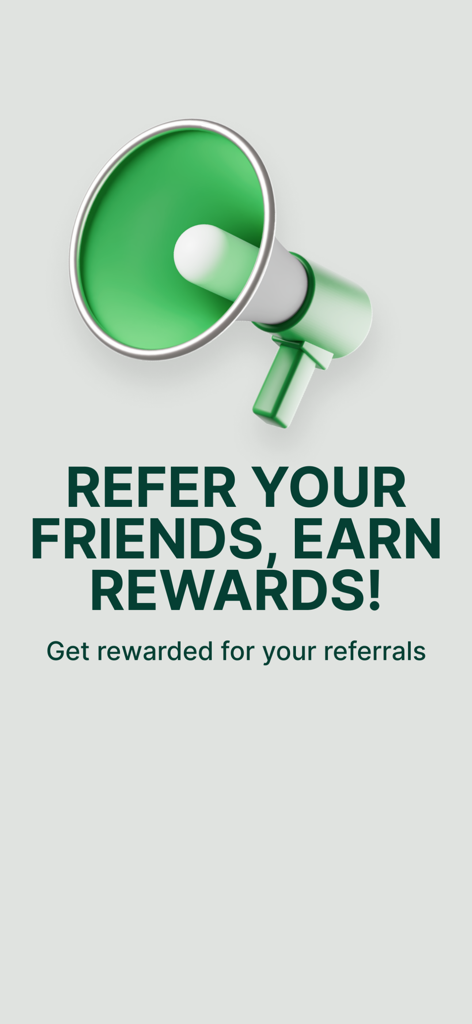 Wirex: All-In-One Trading App - A green 3D megaphone icon above text promoting rewards for referring friends to the Wirex app.