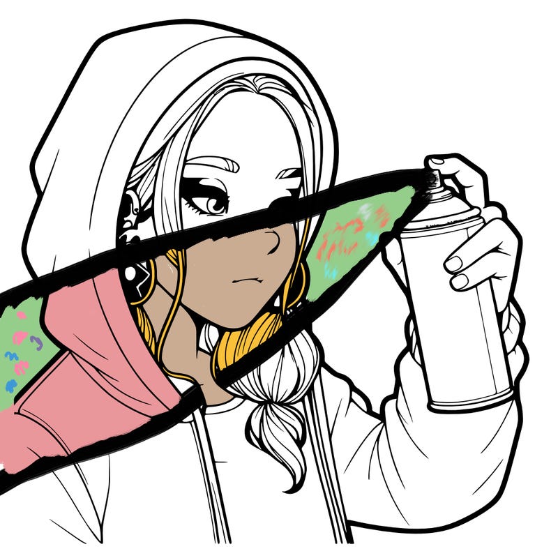 a realistic girl, spray painting