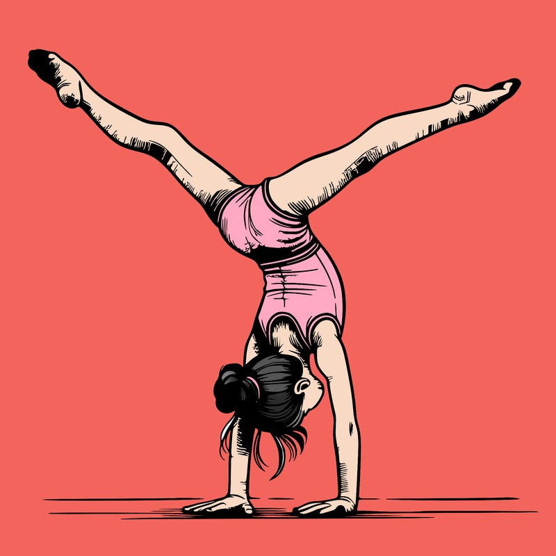 realistic gymnastic hand stand girl in four splits