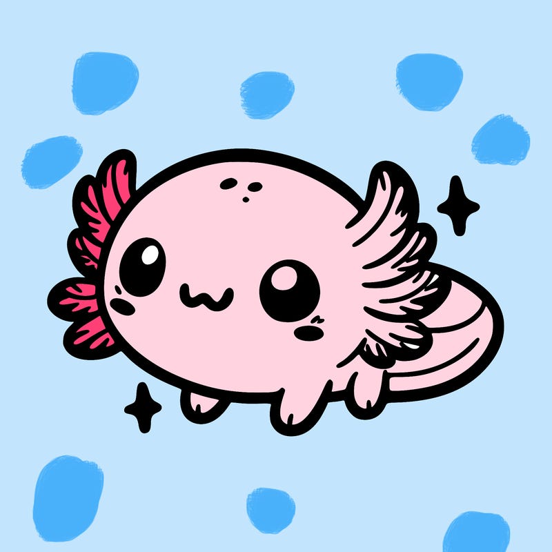 cute easy baby axolotl