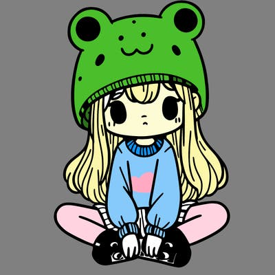 a girl wearing a frog hat and some frog socks