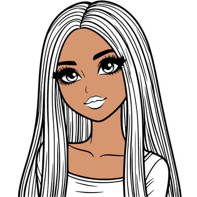 realistic girl with straight and long hair