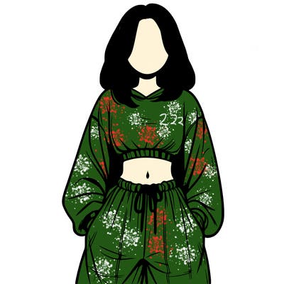 realistic girl faceless with baggy pants and a crop top