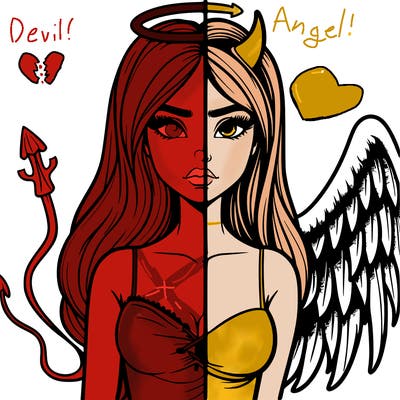 devil vs angel realistic girl