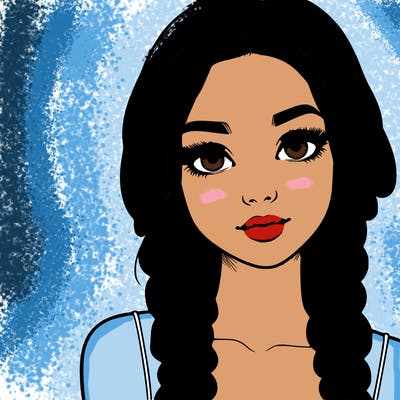 realistic girl with braids