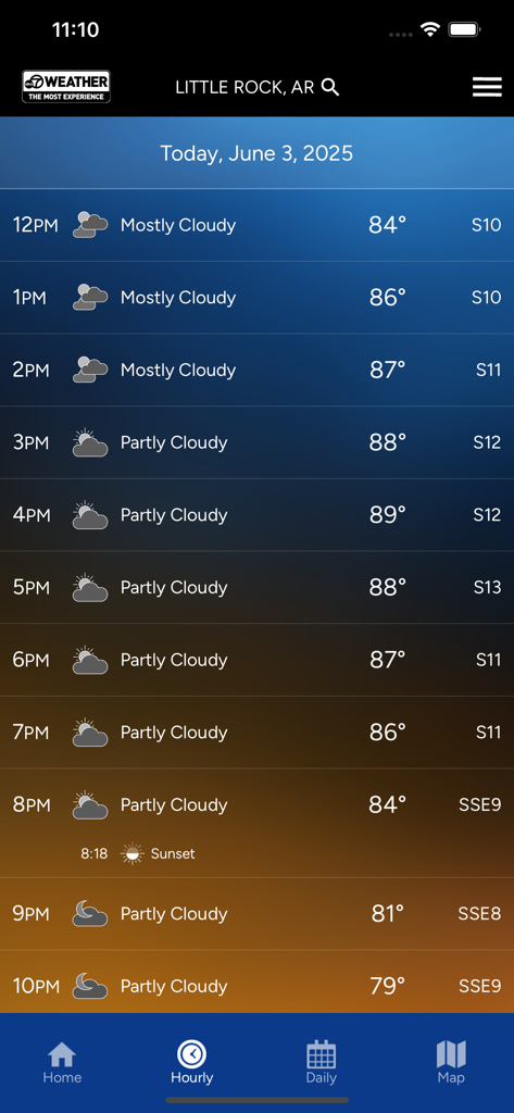 Hourly weather forecast for Little Rock Arkansas on the KATV Channel 7 Weather app