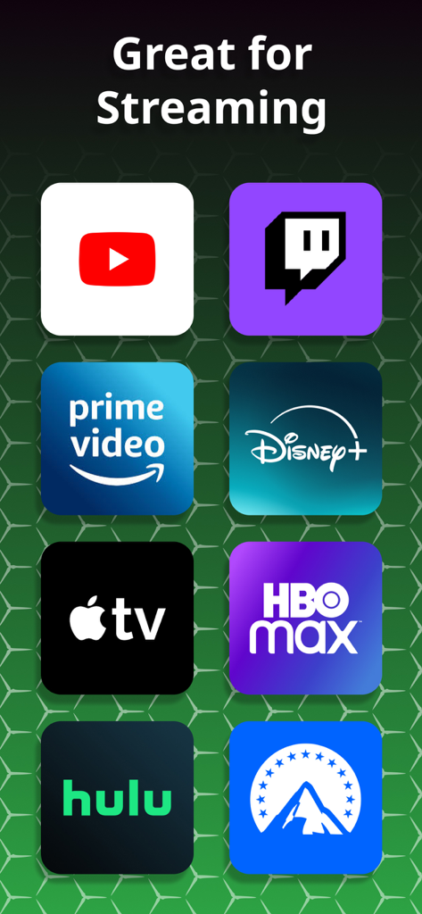 XB | Controller App For Xbox - Interface of the XB controller app showing support for streaming services like YouTube Twitch and Disney Plus