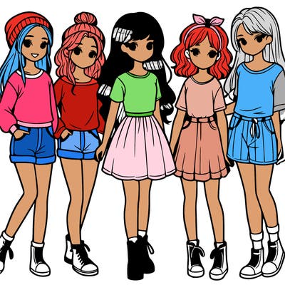 a group of five girls