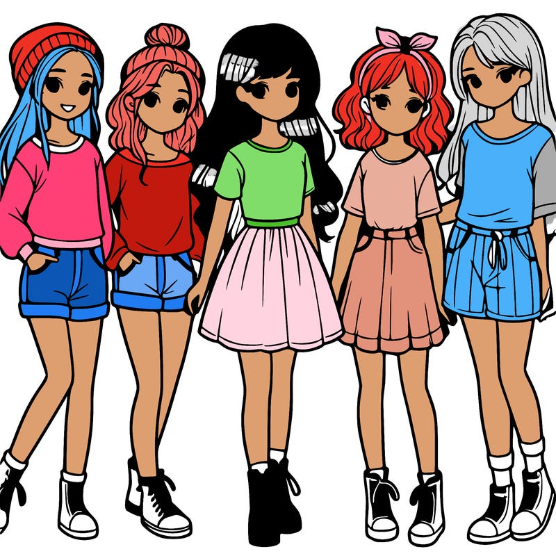 a group of five girls