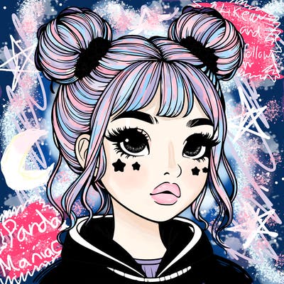 realistic girl with space buns