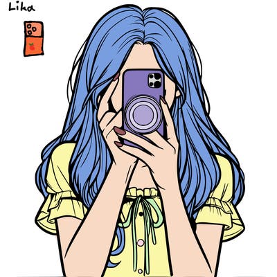 a realistic girl holding her phone taking pictures