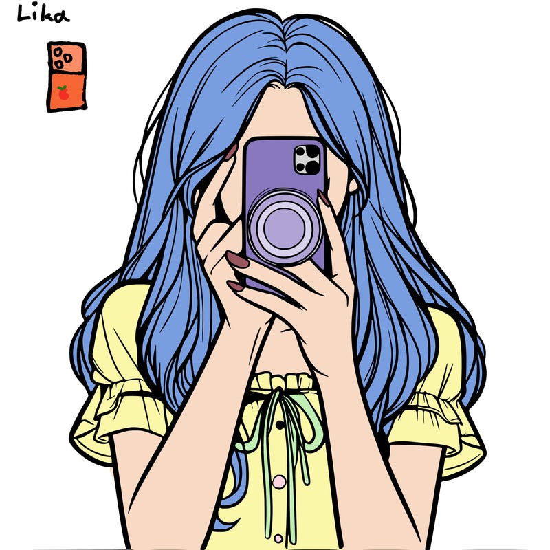 a realistic girl holding her phone taking pictures
