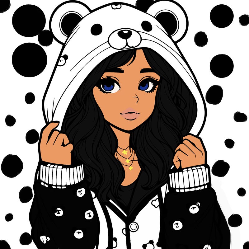 realistic girl in a animal pjs hoodie