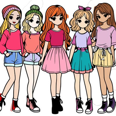 a group of five girls