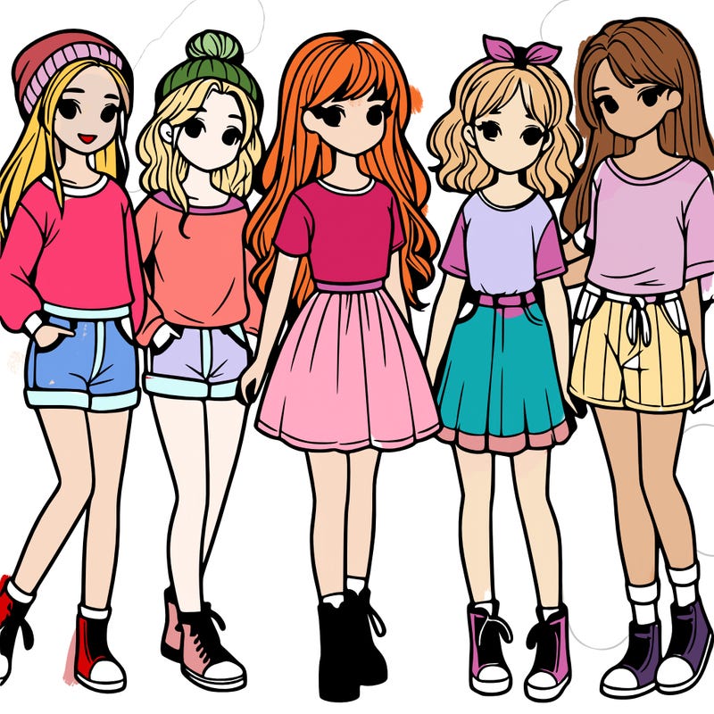 a group of five girls