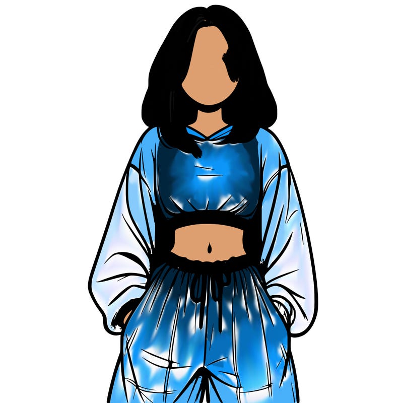 realistic girl faceless with baggy pants and a crop top