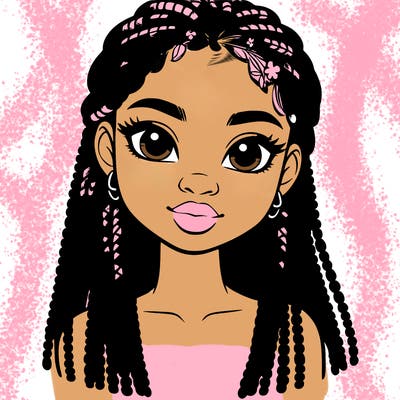 a realistic black girl with braids