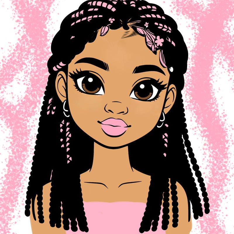 a realistic black girl with braids