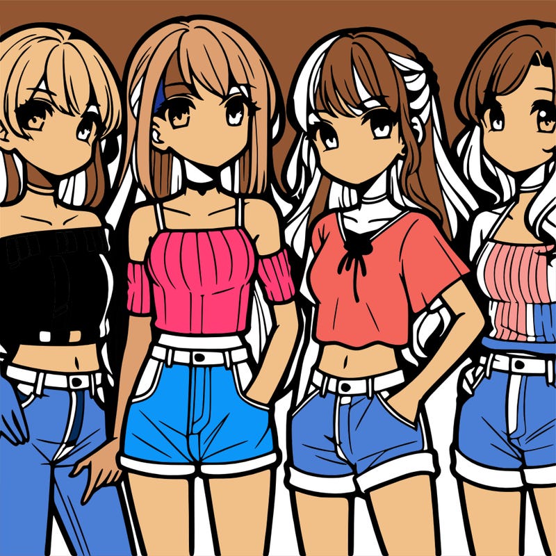 teen manga girls group of 4