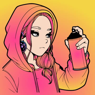 a realistic girl, spray painting