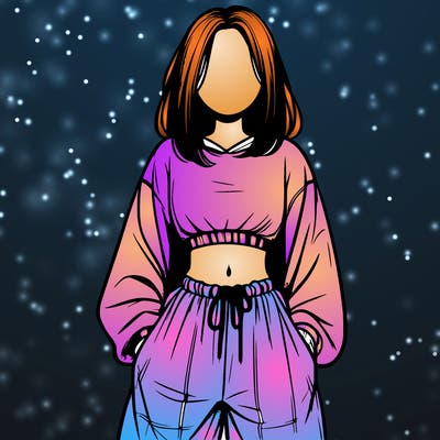 realistic girl faceless with baggy pants and a crop top