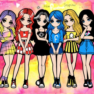 a group of girls realistic