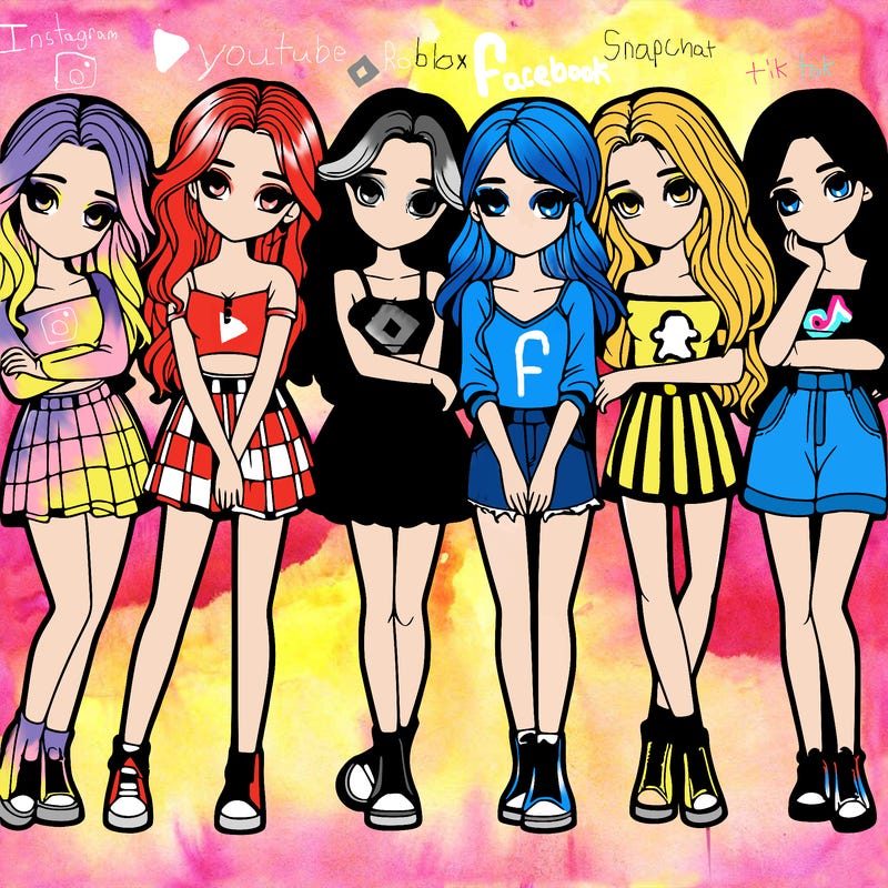 a group of girls realistic