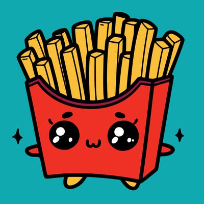 a cute. french fries