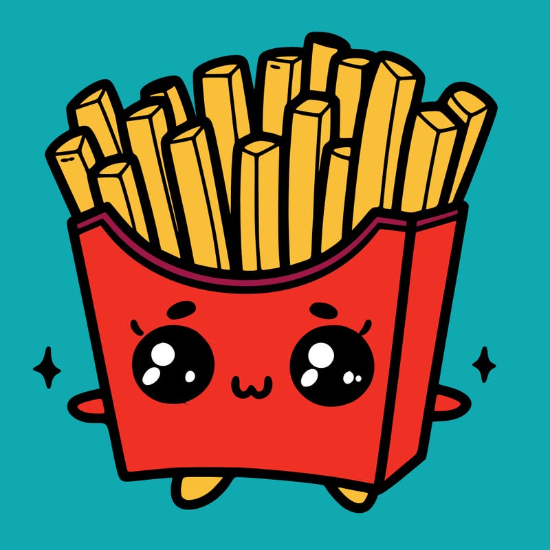 a cute. french fries