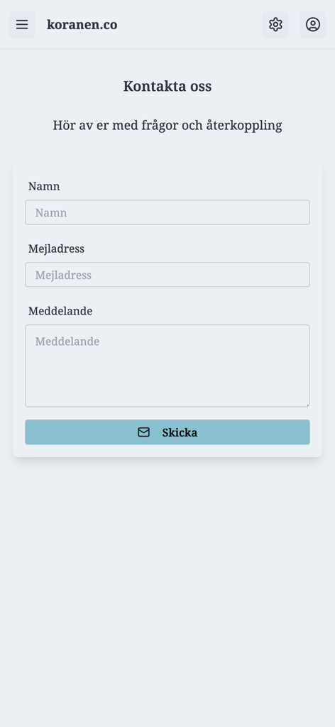 Koranen på svenska zamzam - Formulario de contacto para la aplicación móvil Koranen på svenska zamzam.