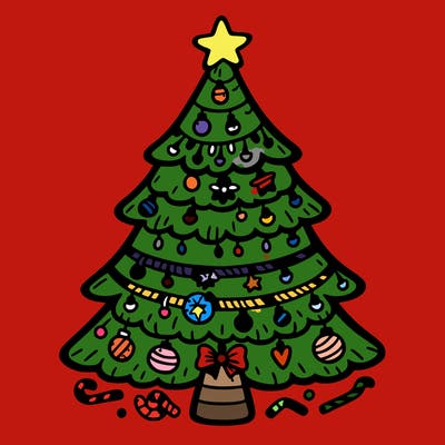 christmas tree with lots of details