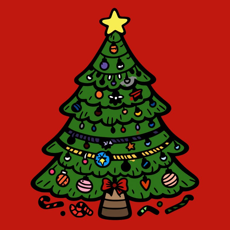 christmas tree with lots of details